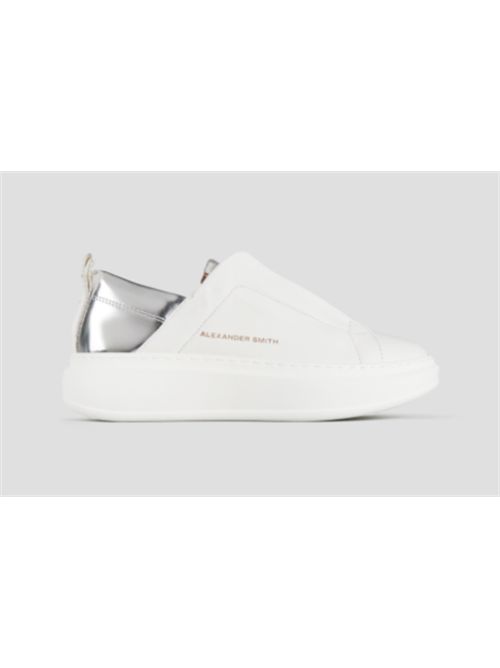 Slip-on Wembley in pelle bianca e tallone laminato argento Alexander Smith ALEXANDER SMITH | ASBDWLW-0604-WSV